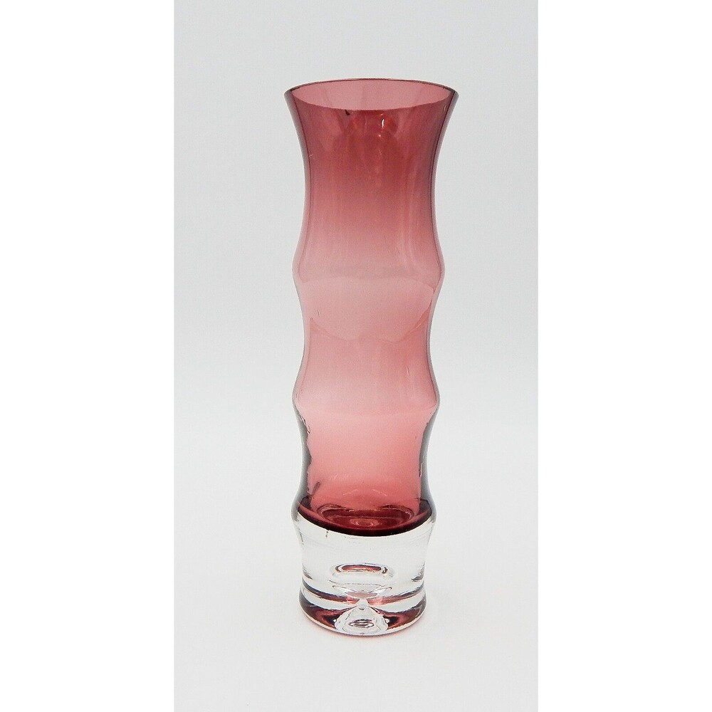 Aseda Art Glass Amethyst Purple Bamboo Vase Controlled Bubble Bo Borstrom Sweden